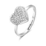 Luca Barra Ladies Steel Ring with Heart and White Crystals – Size: M
