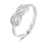 Luca Barra Ladies Steel Ring with Infinity Symbol and White Crystals – Size: M