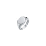 Luca Barra Ladies Steel Signet Ring with Heart – Size 12