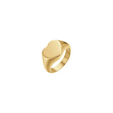 Luca Barra Ladies Signet Ring in IP Gold Steel with Heart- Size 10