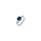 Luca Barra Ladies Steel Ring with White Crystals and Blue Crystal Heart