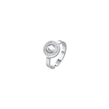 Luca Barra Ladies Steel Ring with White Crystal Element and White Crystals