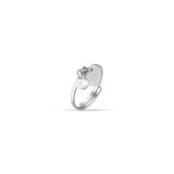 Luca Barra Ladies Steel Ring with Heart and White Zircon