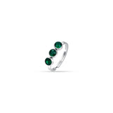 Luca Barra Ladies Steel Ring with Green Crystals Adjustable Size