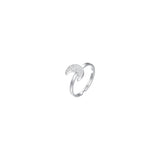 Luca Barra Ladies Steel Ring with Moon and White Crystals