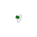 Luca Barra Ladies Ring in Steel with Crystals and Green Zircon