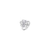 Luca Barra Ladies Steel Ring with Spinning Rose and White Crystal Adjustable Size