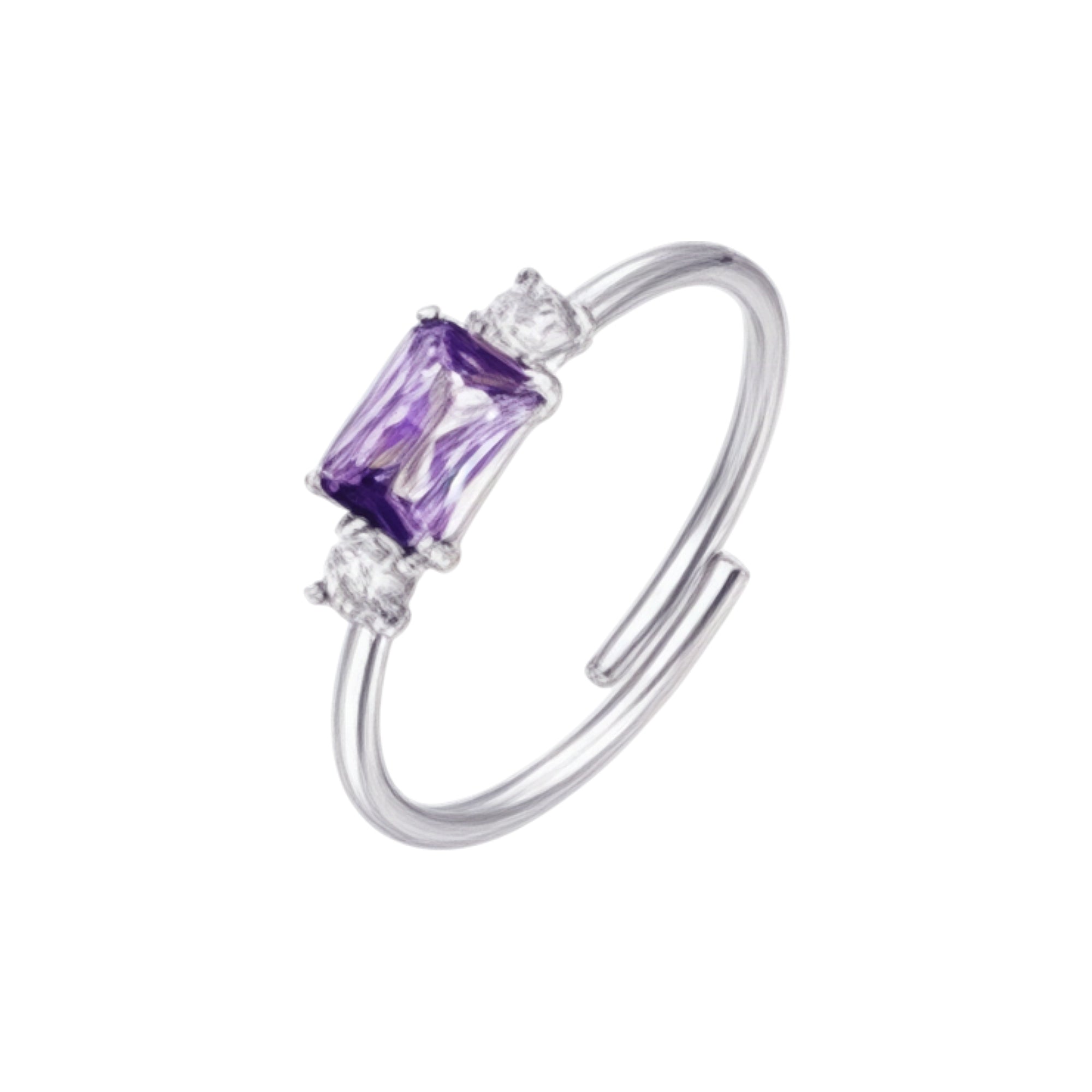 Luca Barra Women's Adjustable Steel Ring with Zircons