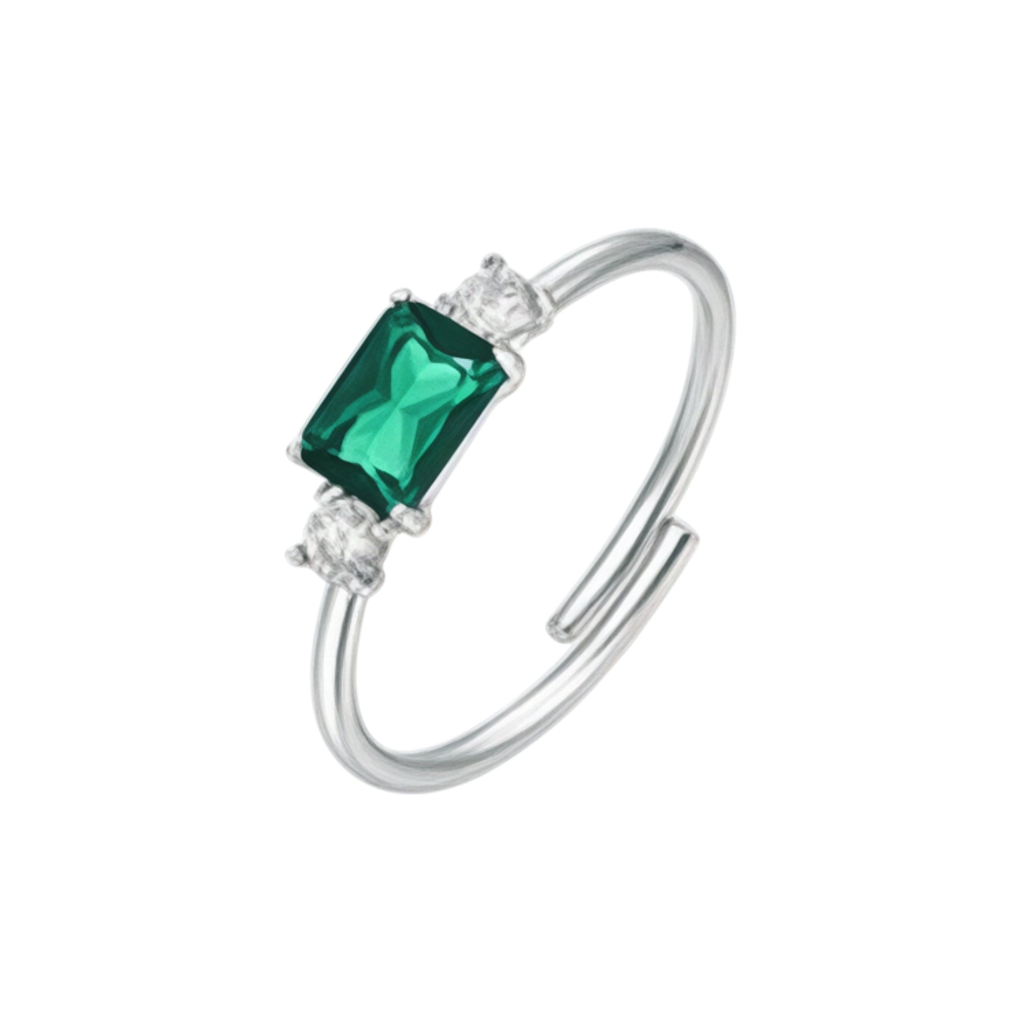 Luca Barra Women Steel Ring with Rectangular and Round Zircons