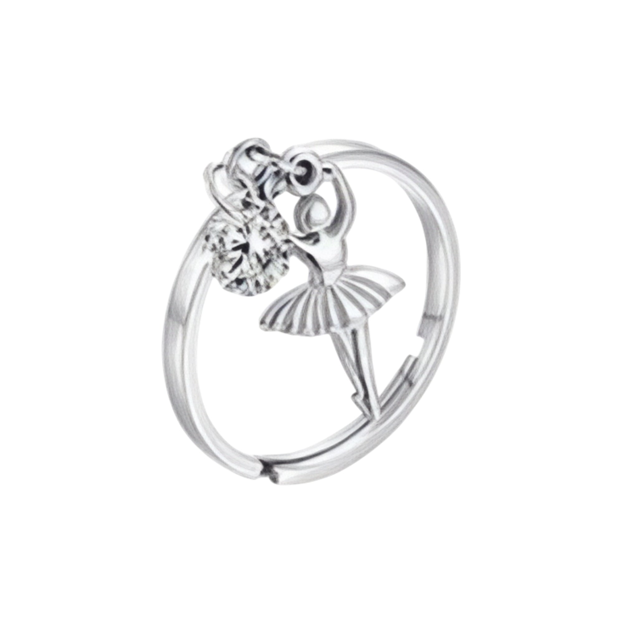 Luca Barra Women's Steel Ballerina Open Ring with Zircon