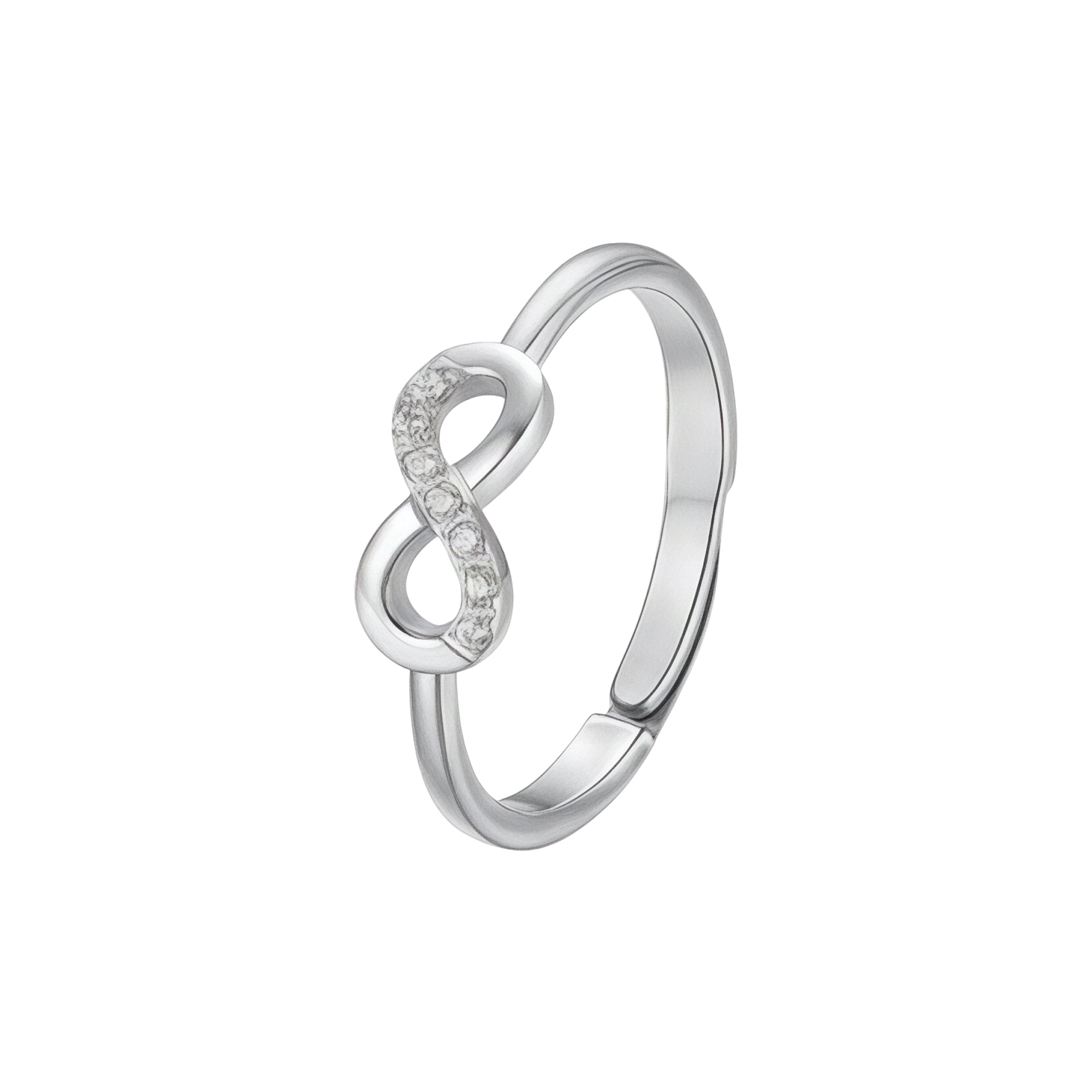 Luca Barra Women's Steel Infinity Ring with Zircons