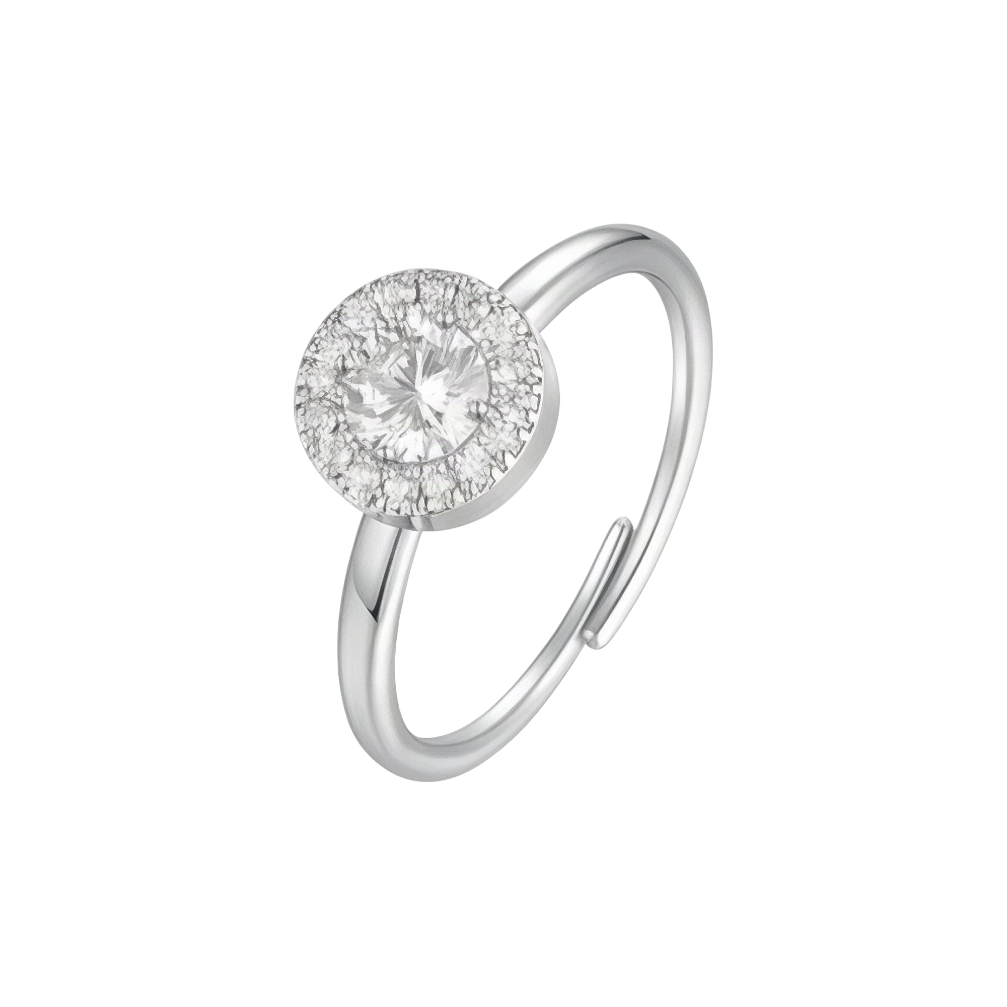 Luca Barra Women's Steel Adjustable Halo Ring with Zirconia