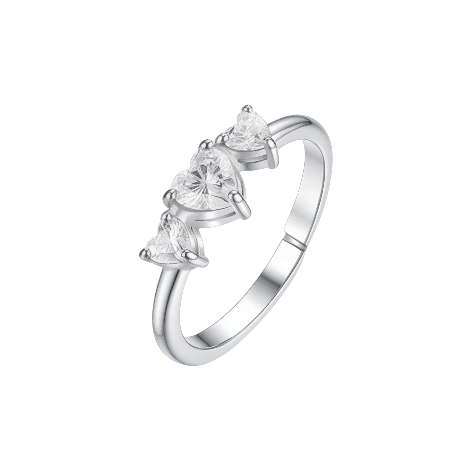 Luca Barra Women's Steel Ring with Heart Zircon Embellishments