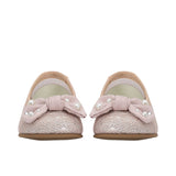 Andanines Kids Girls Pink Pearl Bow Ballerina Flats