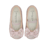 Andanines Kids Girls Pink Pearl Bow Ballerina Flats