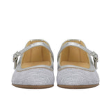 Andanines Kids Girls Silver Lace Ballerina Flats