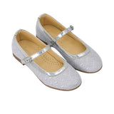 Andanines Kids Girls Silver Lace Ballerina Flats