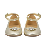 Andanines Kids Girls Gold Embellished Ballerina Flats