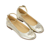 Andanines Kids Girls Gold Embellished Ballerina Flats