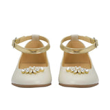 Andanines Kids Girls Embellished White Ballerina Flats