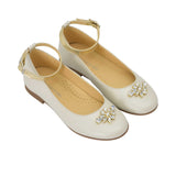 Andanines Kids Girls Embellished White Ballerina Flats
