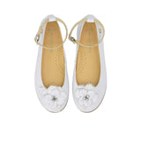 Andanines Kids Girls White Ballerina Shoes with Ankle Strap