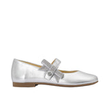 Andanines Kids Girls Silver Bow Ballerina Flat Shoes