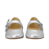 Andanines Kids Girls Silver Bow Ballerina Flat Shoes