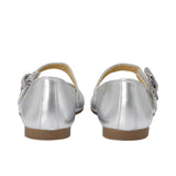 Andanines Kids Girls Silver Bow Ballerina Flat Shoes