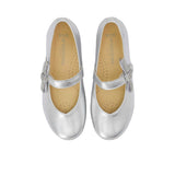 Andanines Kids Girls Silver Bow Ballerina Flat Shoes