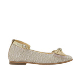Andanines Kids Girls Gold Lace Bow Ballerina Flat Shoes