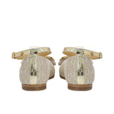 Andanines Kids Girls Gold Lace Bow Ballerina Flat Shoes