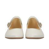 Andanines Kids Girls White Classic Strap Ballerina Flat Shoes