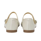 Andanines Kids Girls White Classic Strap Ballerina Flat Shoes