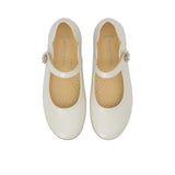 Andanines Kids Girls White Classic Strap Ballerina Flat Shoes