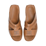 Antonio Men’s Genuine Leather Arabic Sandals with Metal Logo