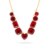 Les Nereides Garnet Red Diamantine 9 Stone Fine Necklace