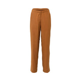 Front view of AQUILLORA women's straight-leg trousers in terracotta orange against a white background.