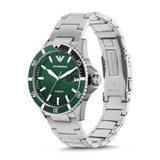 Emporio Armani Gents Green Dial Three-Hand Date Stainless Steel Watch