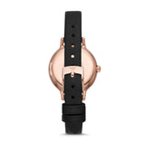 Emporio Armani Women's Rose Gold Case Moonphase Dial Black Leather  Watch