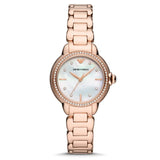 Emporio Armani Ladies MOP Dial Three-Hand Rose Gold-Tone Stainless Steel Watch