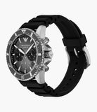 Emporio Armani World Explorer Gents Chronograph Black Silicone Watch