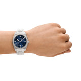 Emporio Armani Gents Blue Dial Silver Tone Analogue Watch