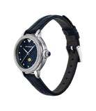 Emporio Armani Ladies Three-Hand Moonphase Blue Leather Watch