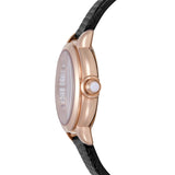 Emporio Armani Ladies Silver Dial Black Leather Strap Watch