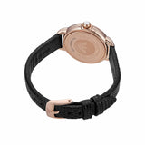 Emporio Armani Ladies Silver Dial Black Leather Strap Watch
