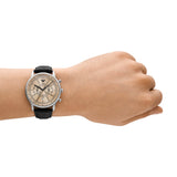 Emporio Armani Chronograph Gents Watch with Golden Dial and Black Leather Strap