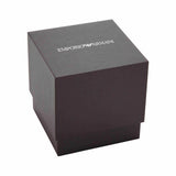 Emporio Armani Chronograph Gents Watch with Golden Dial and Black Leather Strap