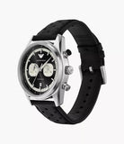 Emporio Armani Chronograph Gents Black Leather Strap Watch