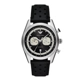 Emporio Armani Chronograph Gents Black Leather Strap Watch